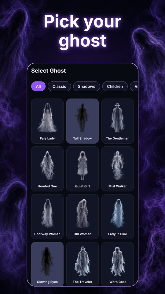 The ghost catalogue with category tabs