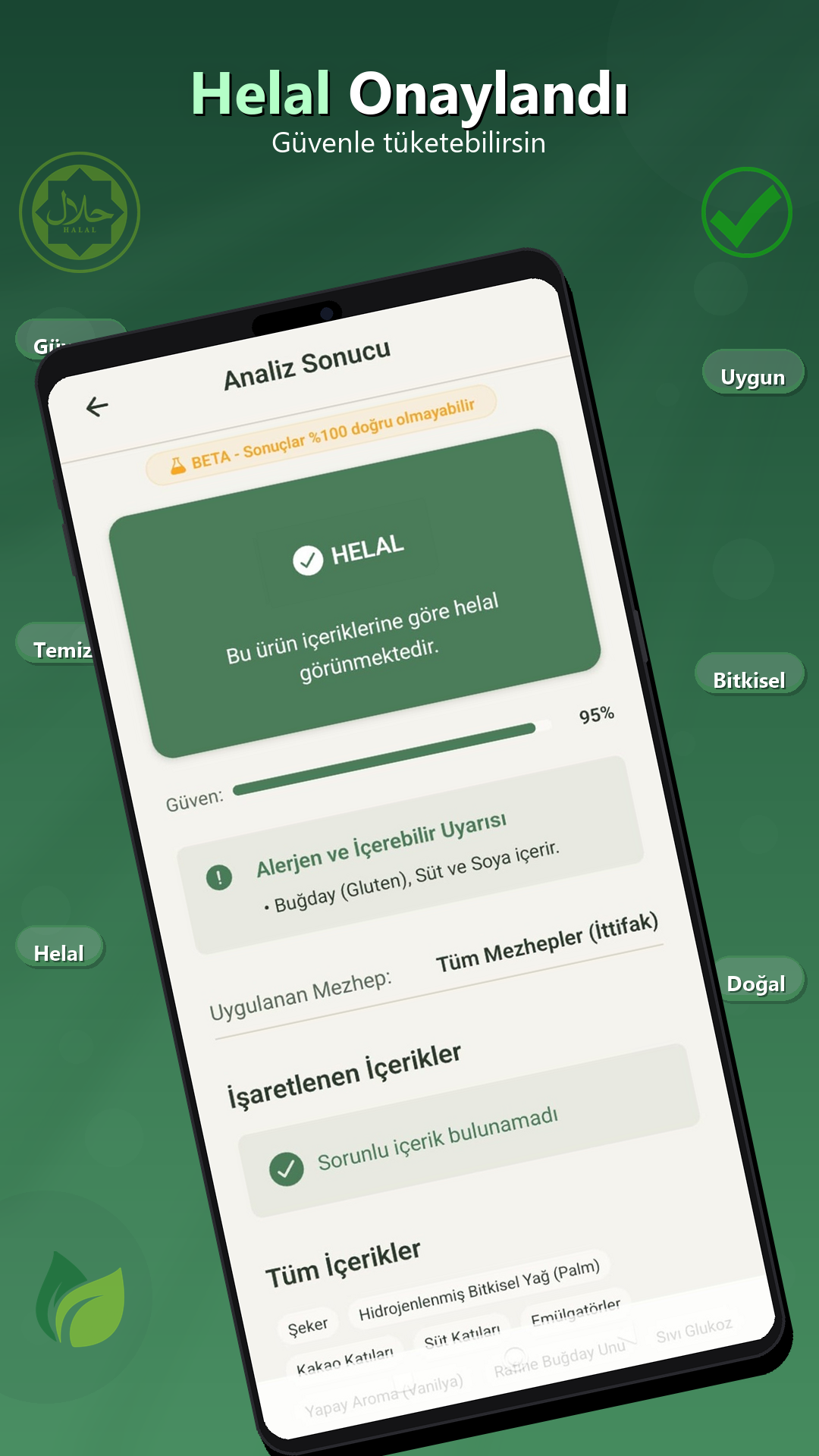 Is It Halal — analiz sonucu ekranı