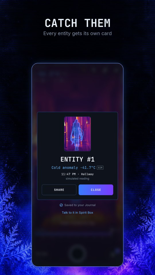 The entity card after a catch, with a simulated cold reading
